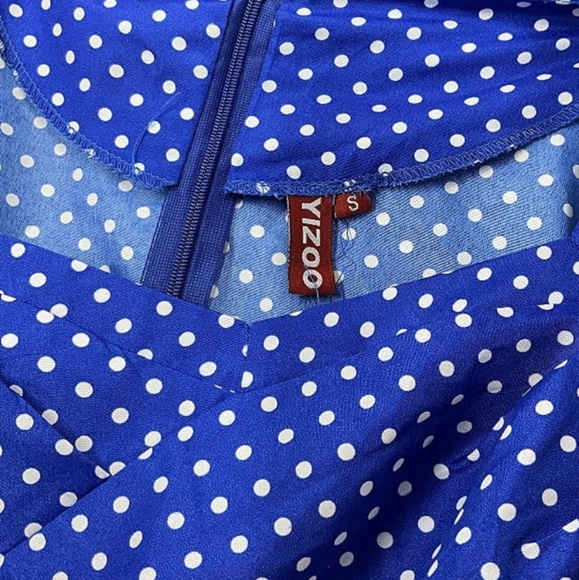 Blue Polka Dot Dress Size SMALL - Picture 3 of 3